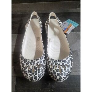 Crocs Flat Smoke Leopard Print Classic Ballet Flats Womans Sz 8